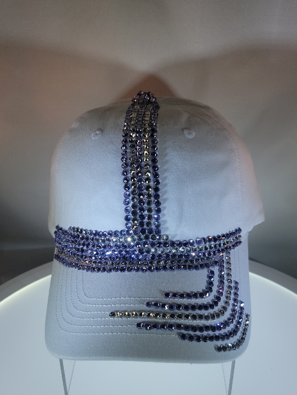 White Crystal-Embellished Women's Baseball Cap